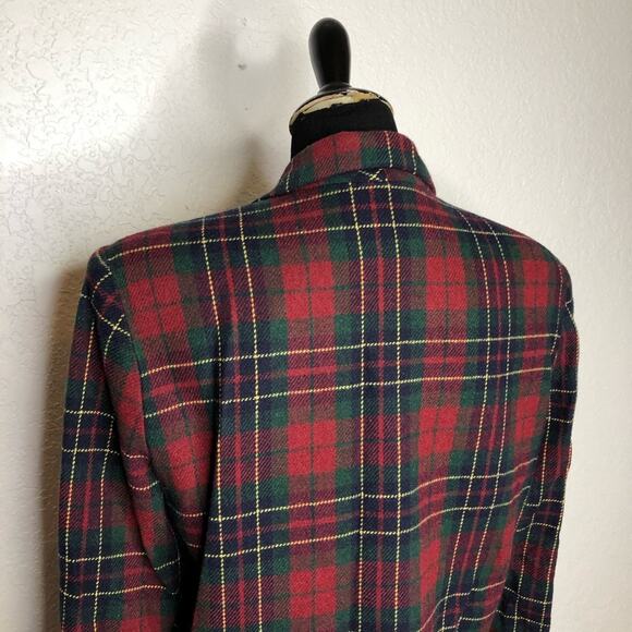 Vintange red green navy gold plaid wool blend button front blazer size 10 - Picture 14 of 16